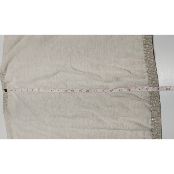 Ann Taylor Loft Womens Medium Sweater Cream Oatmeal Silver Metallic Trim LightWt - Picture 10 of 12